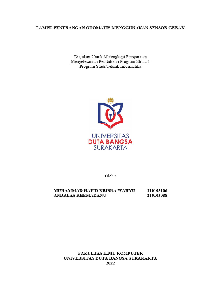 Lampu Penerangan Otomatis Menggunakan Sensor Gerak Pdf