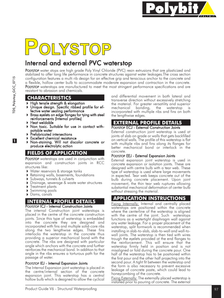 Polystop PVC Waterstop Overview | PDF | Science & Mathematics ...