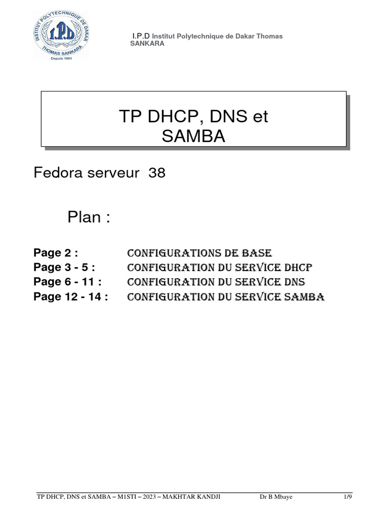 Configuration de DHCP, DNS et SAMBA sur Fedora | PDF | Système de noms ...
