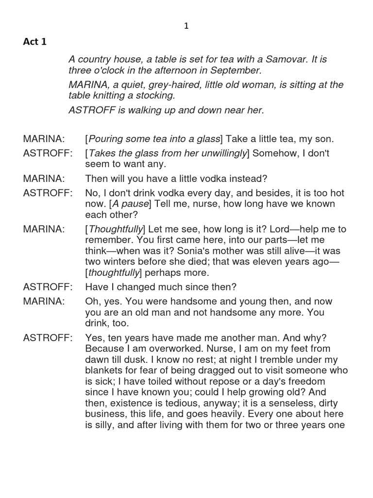 Uncle Vanya Script | PDF
