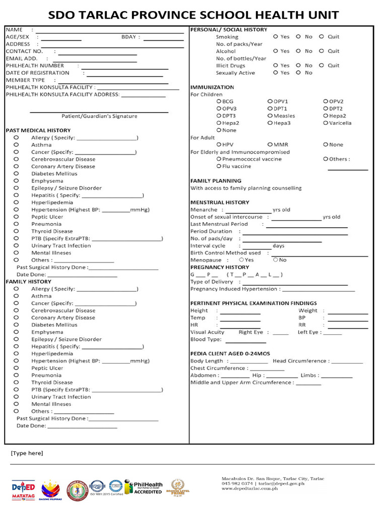SDO TARLAC PROVINCE Health Screening and Assessment | PDF | Thorax | Heart