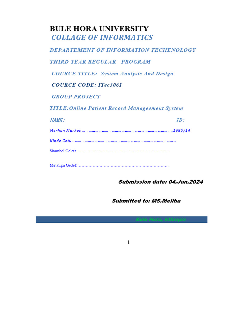 Online Patient Record Management System | PDF | Electronic Health ...