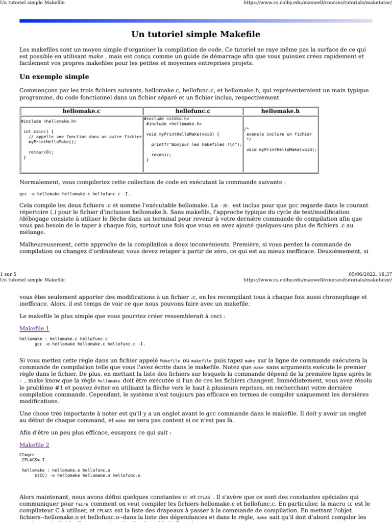 Tutoriel de création de Makefile simple | PDF | Logiciel ...