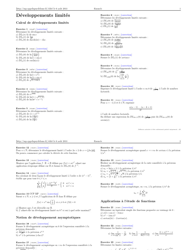 Développements Limités en Calcul Matériel | PDF | Fonction ...
