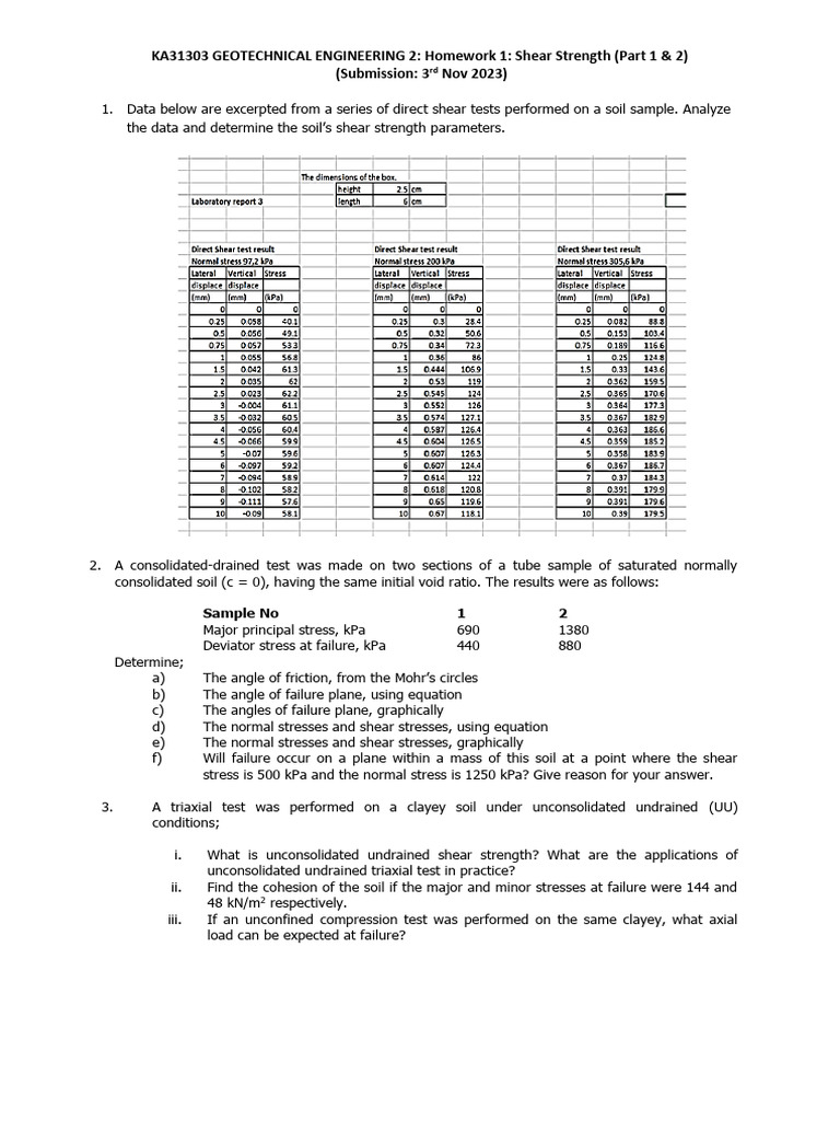 Shear Strength Analysis in Geotechnical Engineering | PDF | Science ...