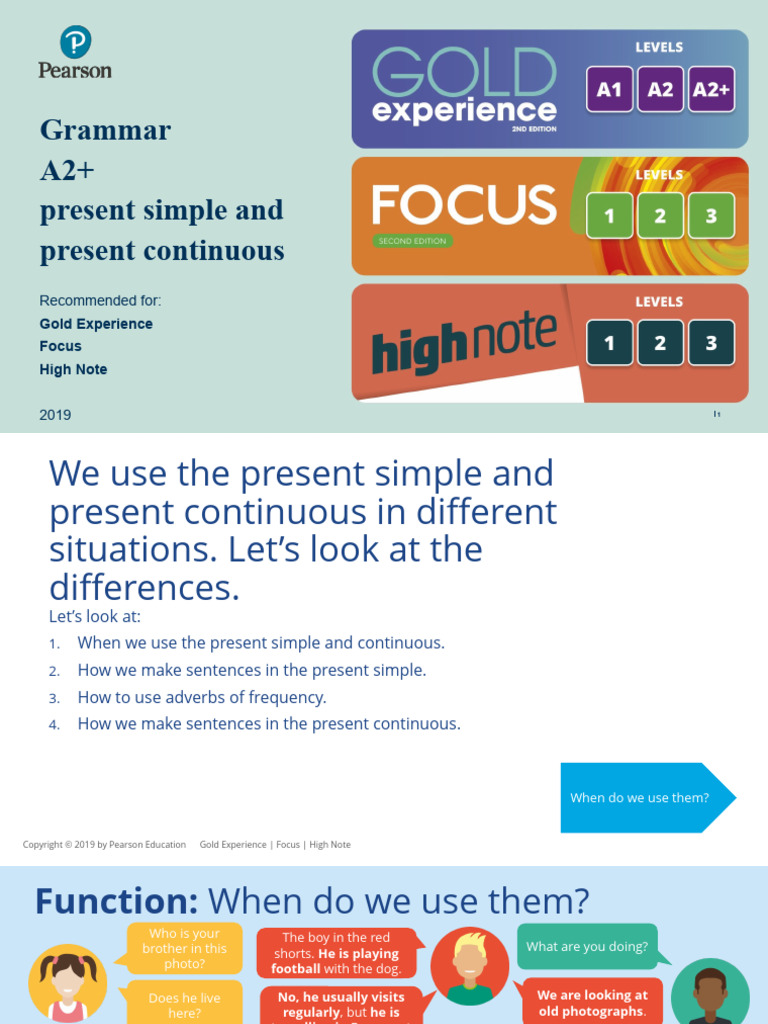 Grammar A2+ - 2 Present Simple and Present Continuous | PDF | Adverb | Verb