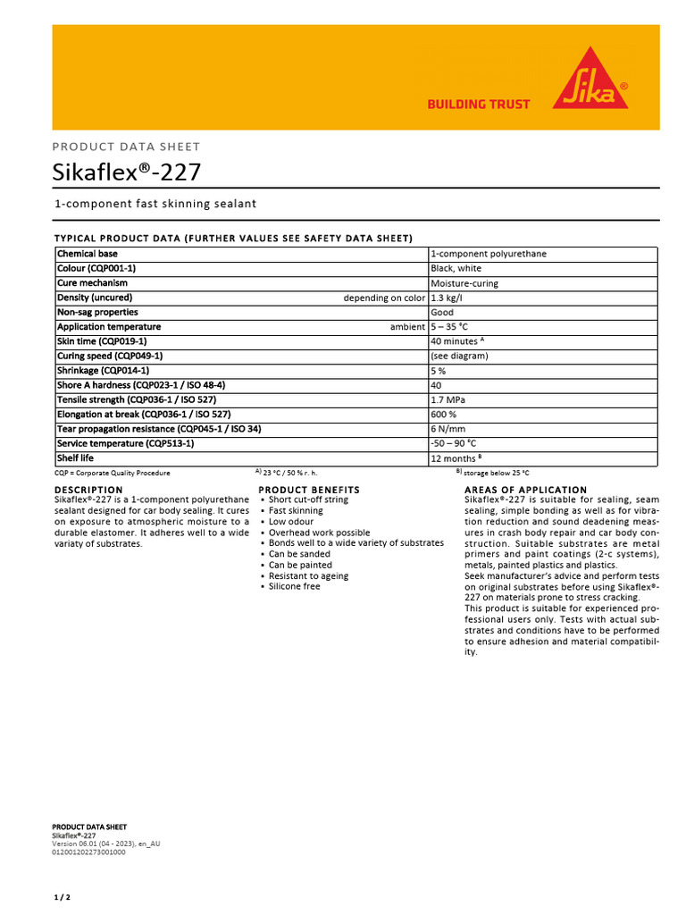 Sikaflex 227 | PDF | Paint | Physical Sciences