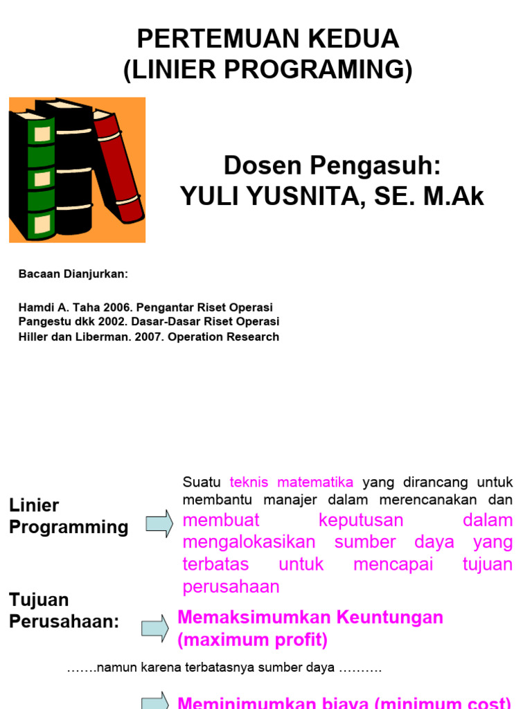 Model Linier Programming untuk Maksimalisasi Keuntungan | PDF | Metode ...