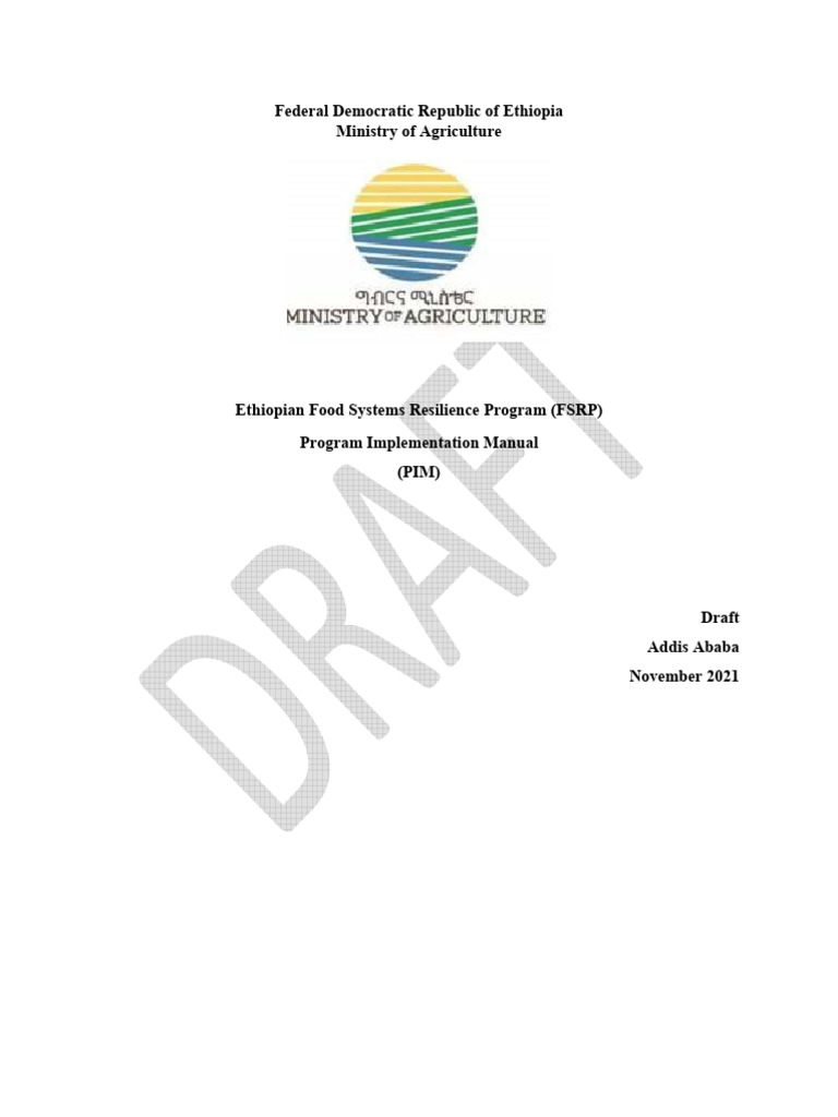 FSRP Implementation Manual for Ethiopia | PDF | Agriculture | Plant ...