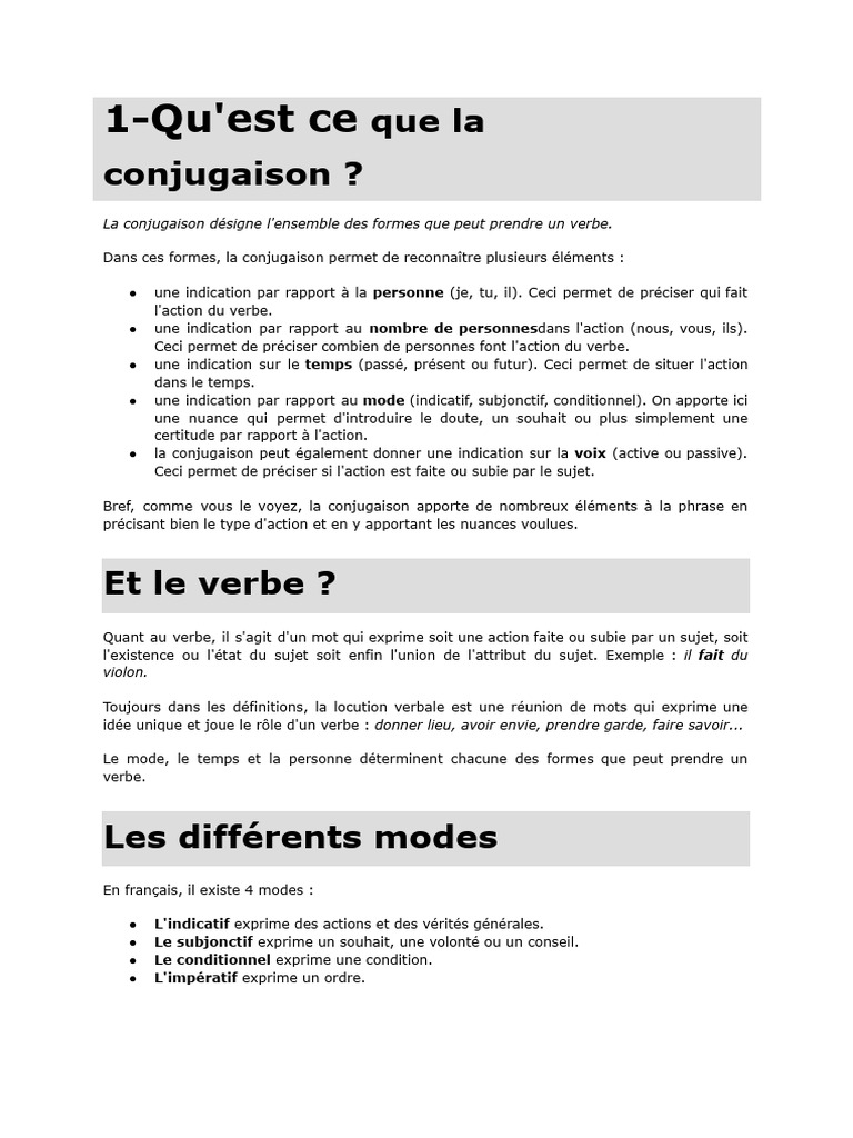 Comprendre la conjugaison des verbes | PDF | Verbe | Temps (grammaire)