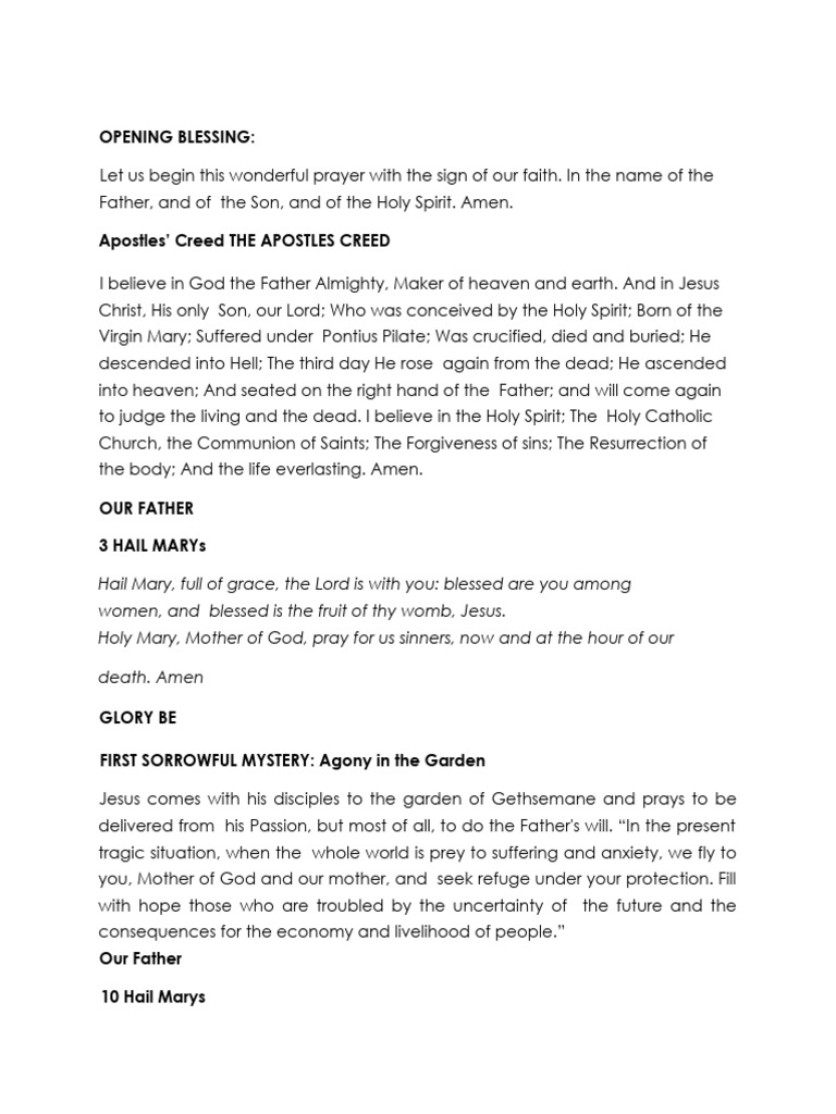 Catholic Prayer and Sorrowful Mysteries | PDF | Philosophy | Religion ...