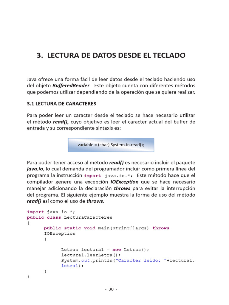 Lectura de Datos en Java: Teclado y Tipos | PDF | Java (lenguaje de ...