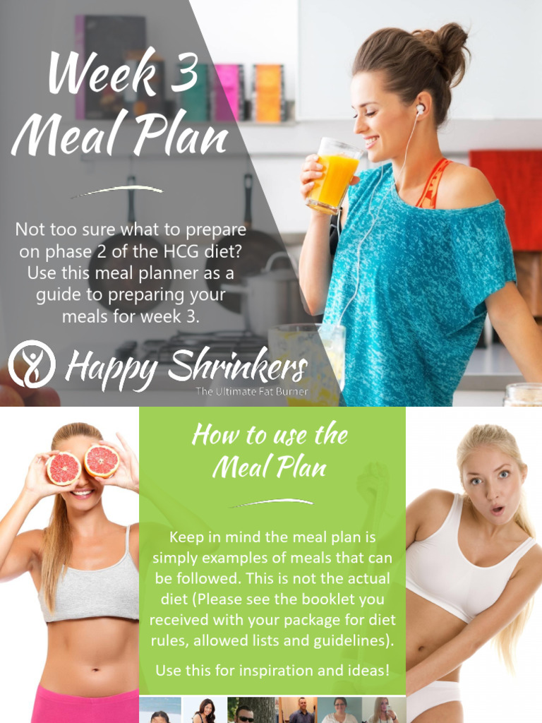 Menu Plan Week 3 Happy Shrinkers | PDF | Garlic | Salad for Hcg Diet Plan Menu Printable For Free