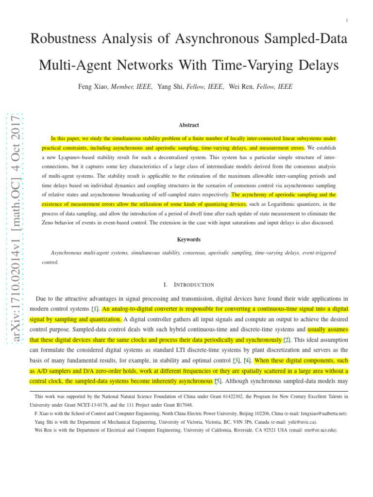 Robustness Analysis of Asynchronous Sampled-Data Multi-Agent Networks ...