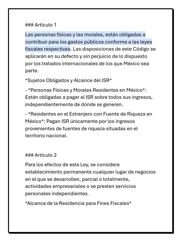 Obligaciones Fiscales del ISR en México | PDF | Impuesto sobre la renta ...