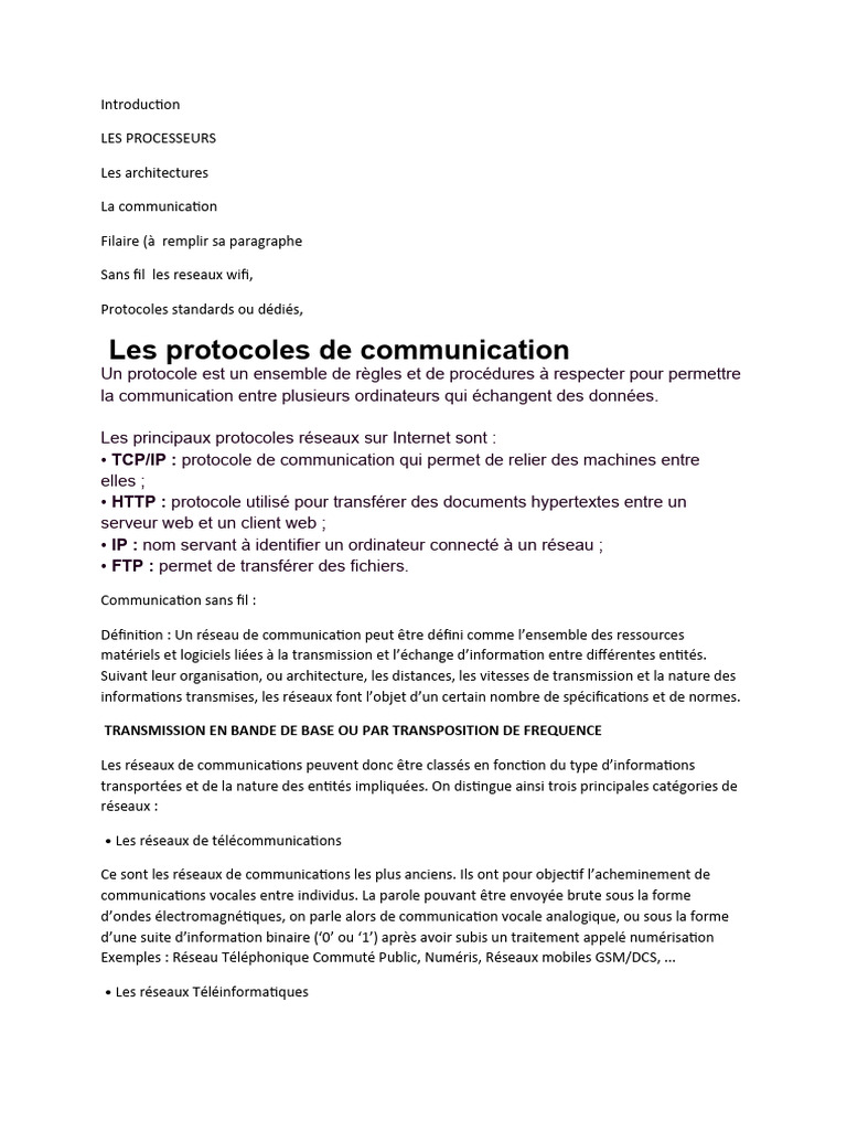 Protocoles de Communication et IoT | PDF | Internet des objets | Réseau ...