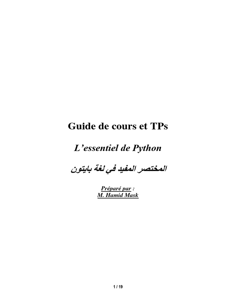 Guide Essentiel sur Python | PDF | Fichier texte | Python (Langage de ...