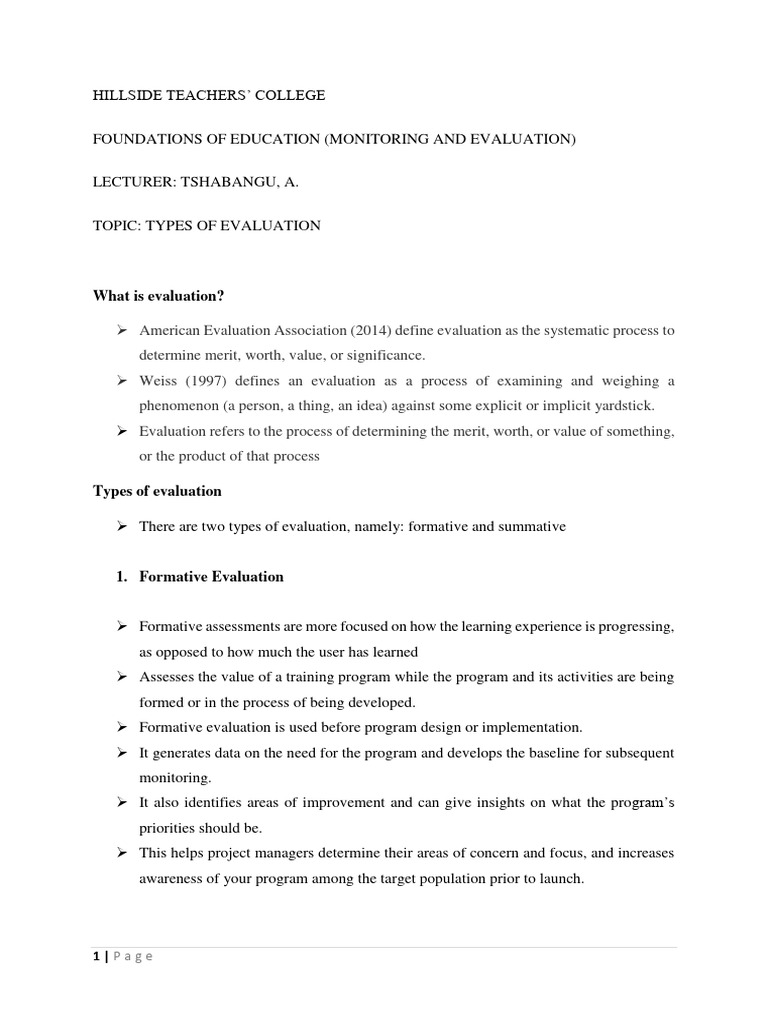 Types Of Evaluation Pdf Pdf Multiple Choice Evaluation