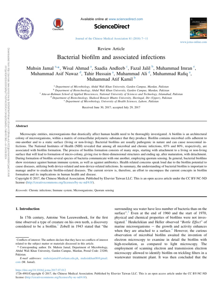 Bacterial Biofilm and Associated Infections.3 | PDF | Biofilm | Bacteria