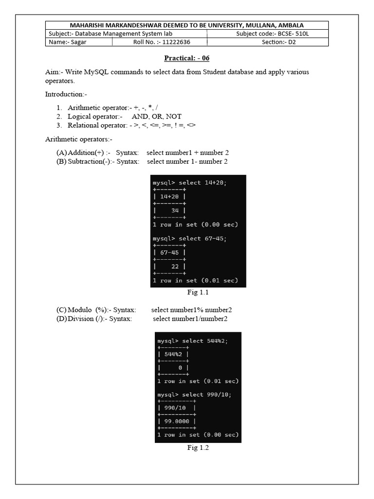 MySQL Commands for Student DB | PDF | Computer Programming | Computing