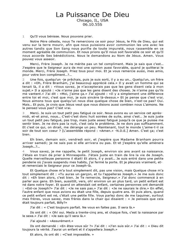 La Puissance de Dieu selon Branham | PDF | Dieu | Saint-Pierre