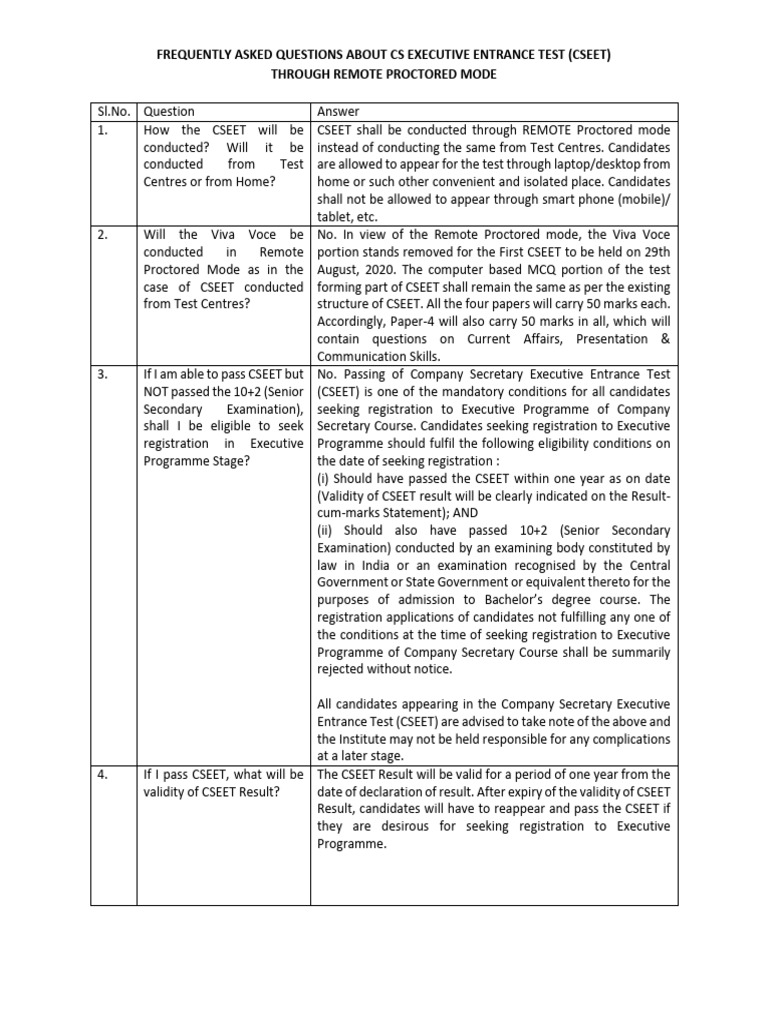 CSEET Exam: Remote Proctoring FAQs | PDF | Computing