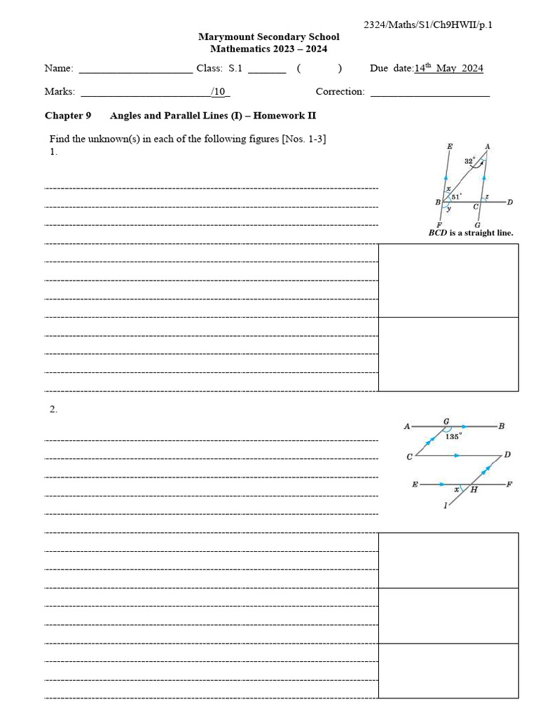 Maths Chapter 9 Angles Secondary 1 | PDF