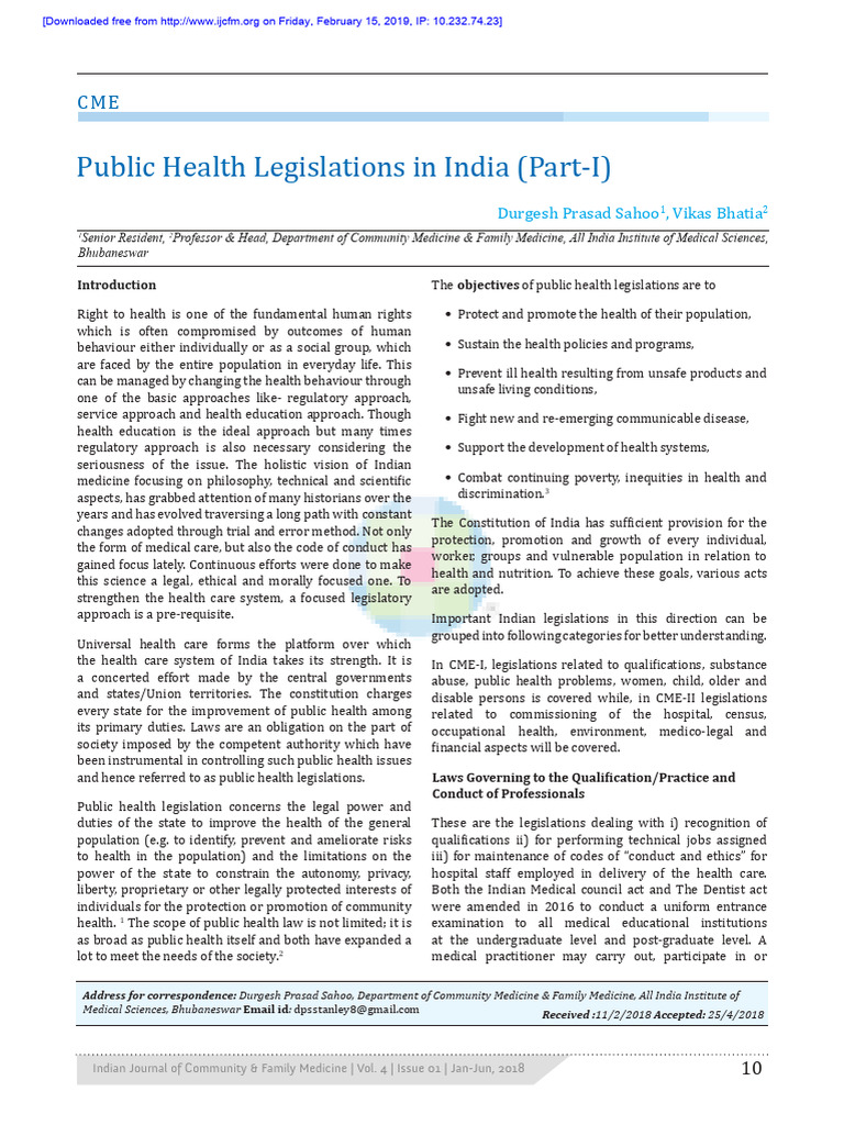 Public Health Legislation in India | PDF | Drugs | Public Health