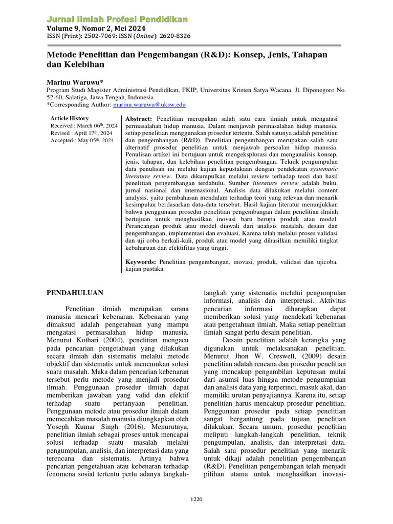 Metode R&D: Konsep dan Tahapan | PDF