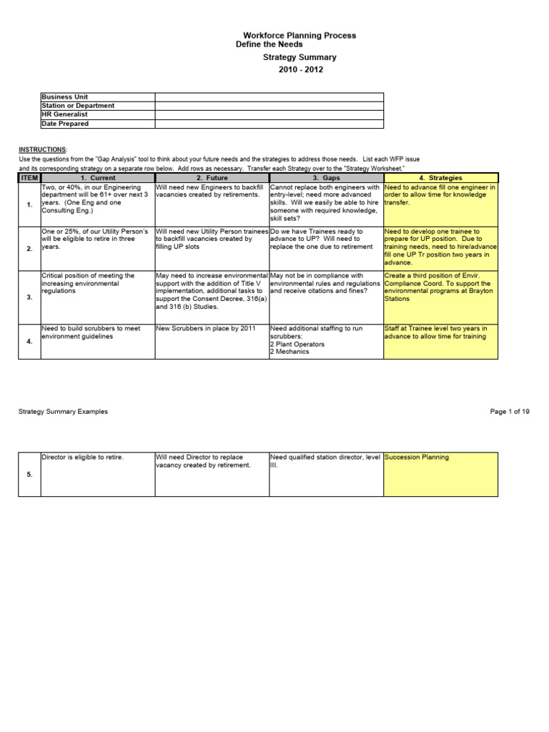 Workforce Planning Strategy Summary | PDF | Business