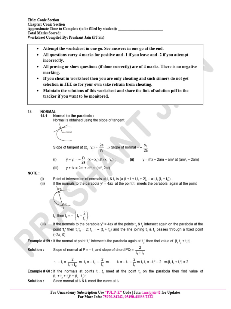 Worksheet-6 Normals | PDF | Ellipse | Manifold