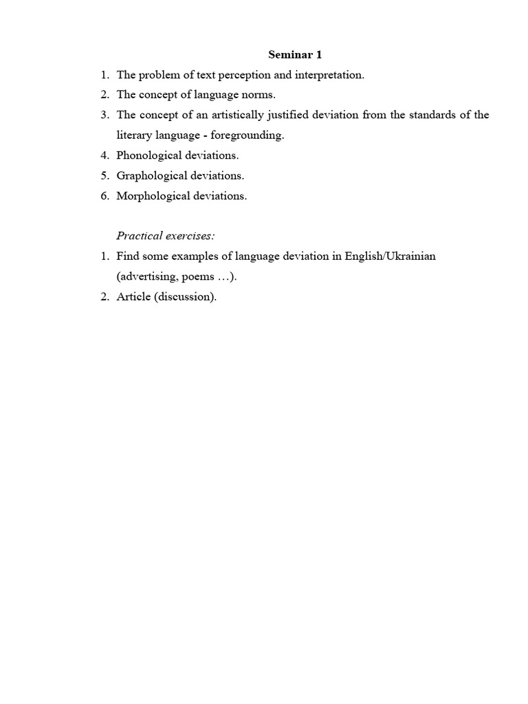 Language Deviation in Text Interpretation | PDF