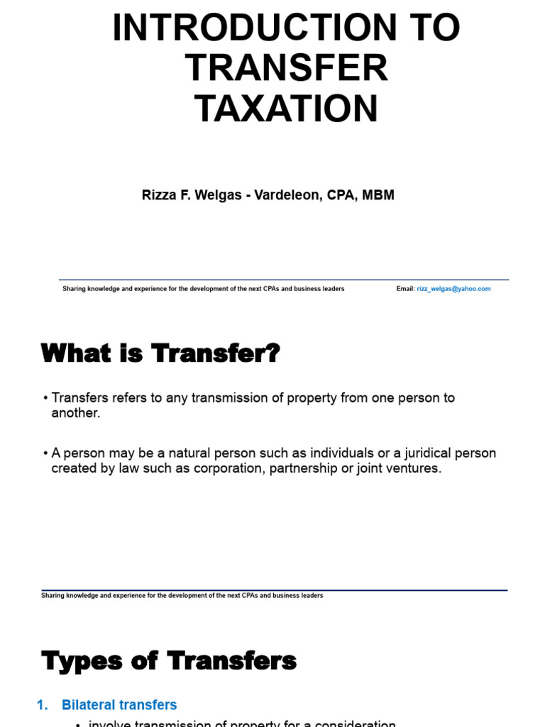 Understanding Transfer Taxation Basics | PDF | Taxes | Estate Tax In ...