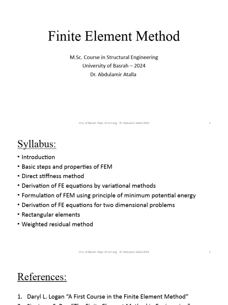 Finite Element Method Course Syllabus | PDF | Finite Element Method ...