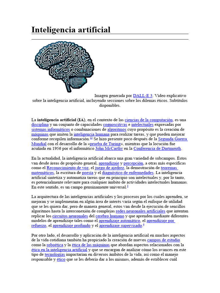 Tipos y Definición de Inteligencia Artificial | PDF | Inteligencia ...