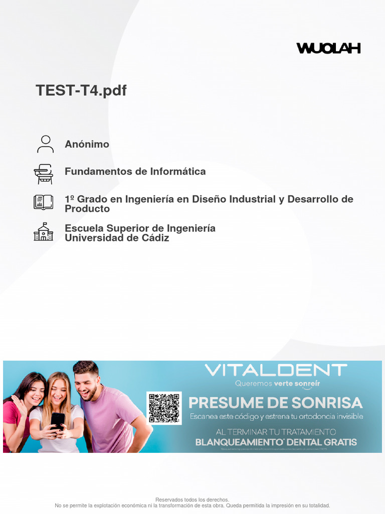 Wuolah Free TEST T4 | PDF | Lenguaje de programación | Programación