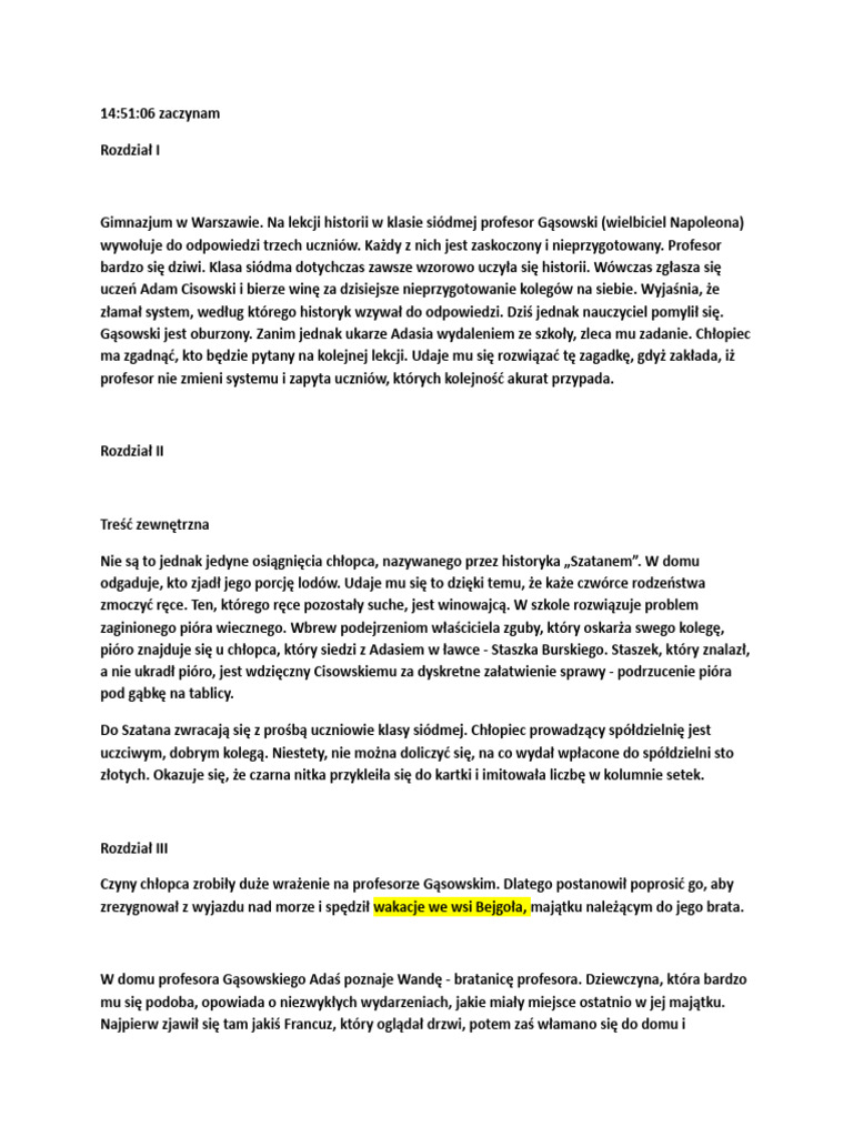Test Z Szatan Z Siódmej Klasy Szatan Z Siódmej Klasy | PDF