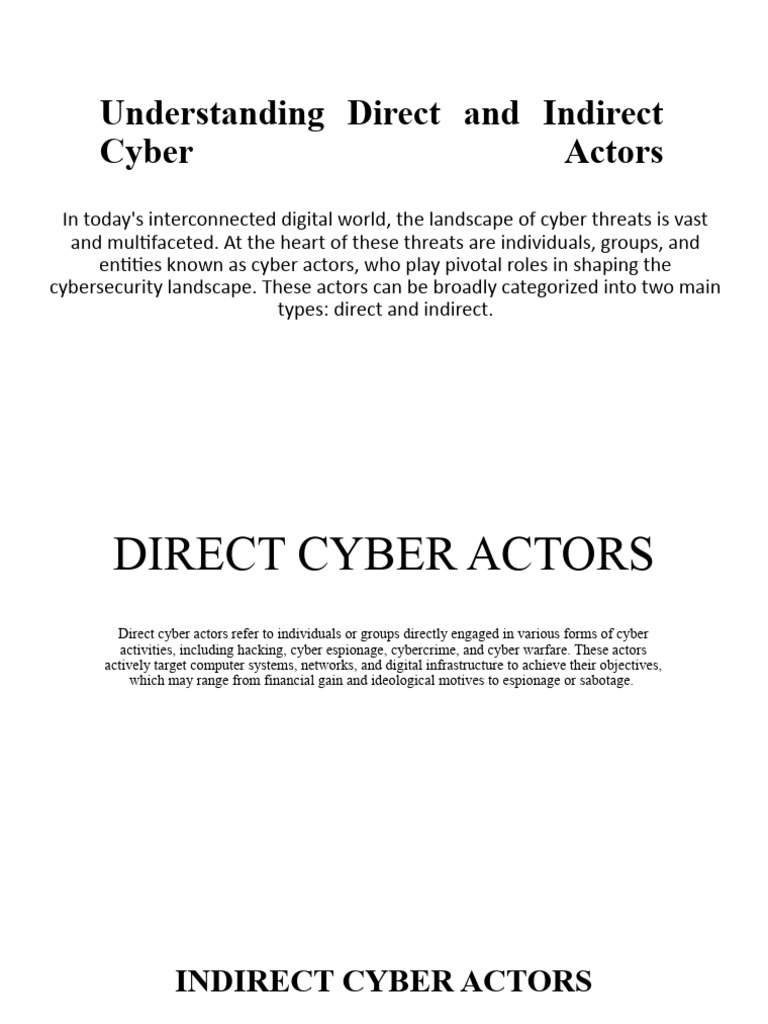 Direct vs. Indirect Cyber Actors Explained | PDF | Cybercrime | Security
