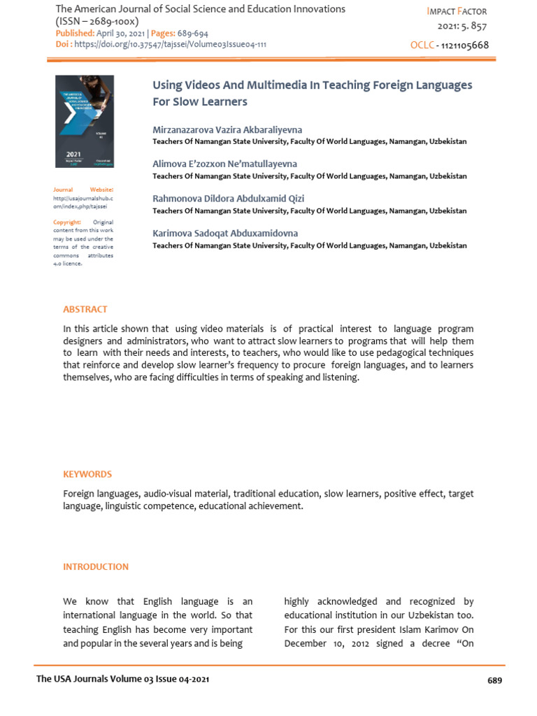 Using+Videos+And+Multimedia+In+Teaching+Foreign+Languages+For PDF Learning Disability Learning