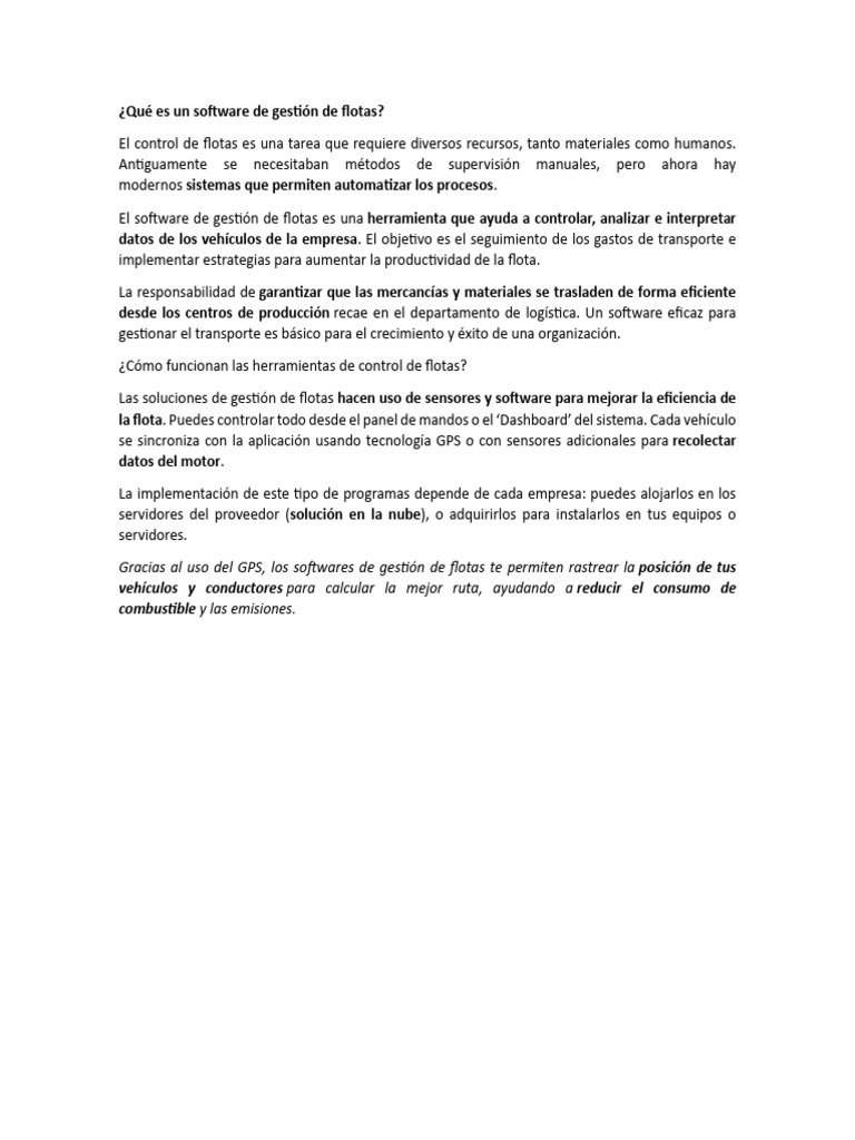 Qué Es Un Software de Gestión de Flotas | PDF | Software | Computación ...