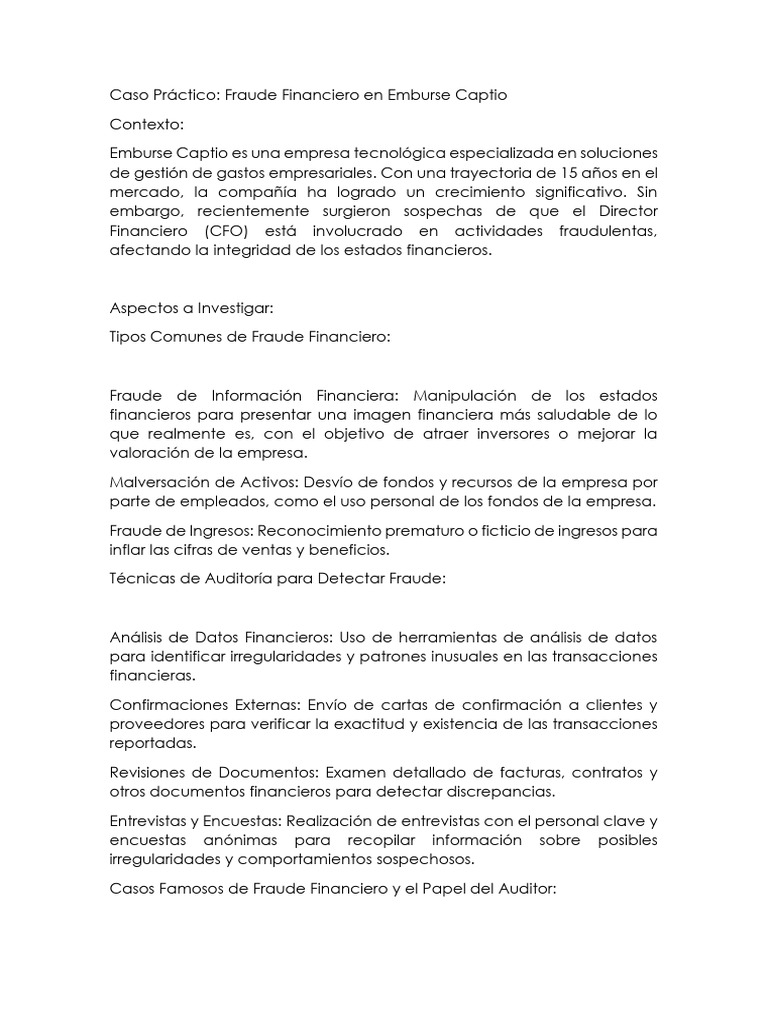 Fraude Financiero en Emburse Captio | PDF | Business | Auditoría