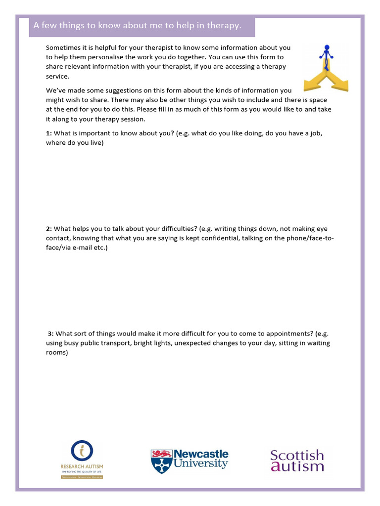 A Few Things About Me For Therapy | PDF | Psychotherapy | Mental Health