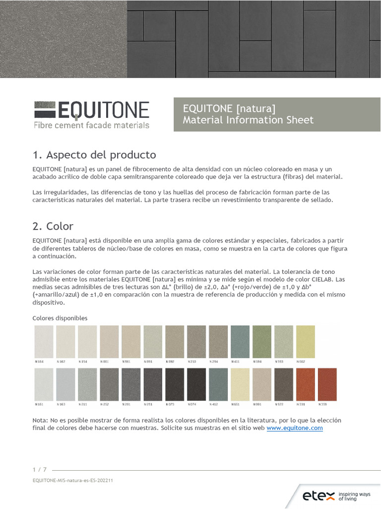 Equitone Mis Natura Es Es | PDF | Color | Revestimiento