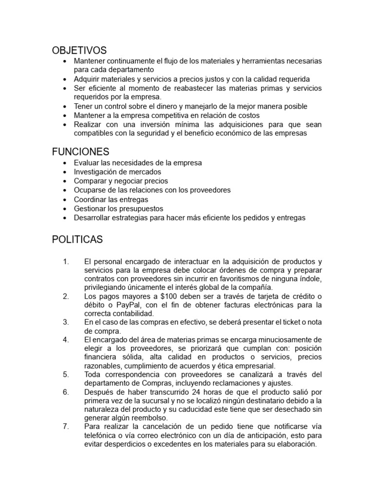 Políticas y Procedimientos de Compras Empresariales | PDF | Business ...