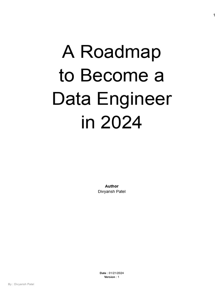 Roadmap To Become Data Engineer In 2024 Pdf Apache Hadoop No Sql