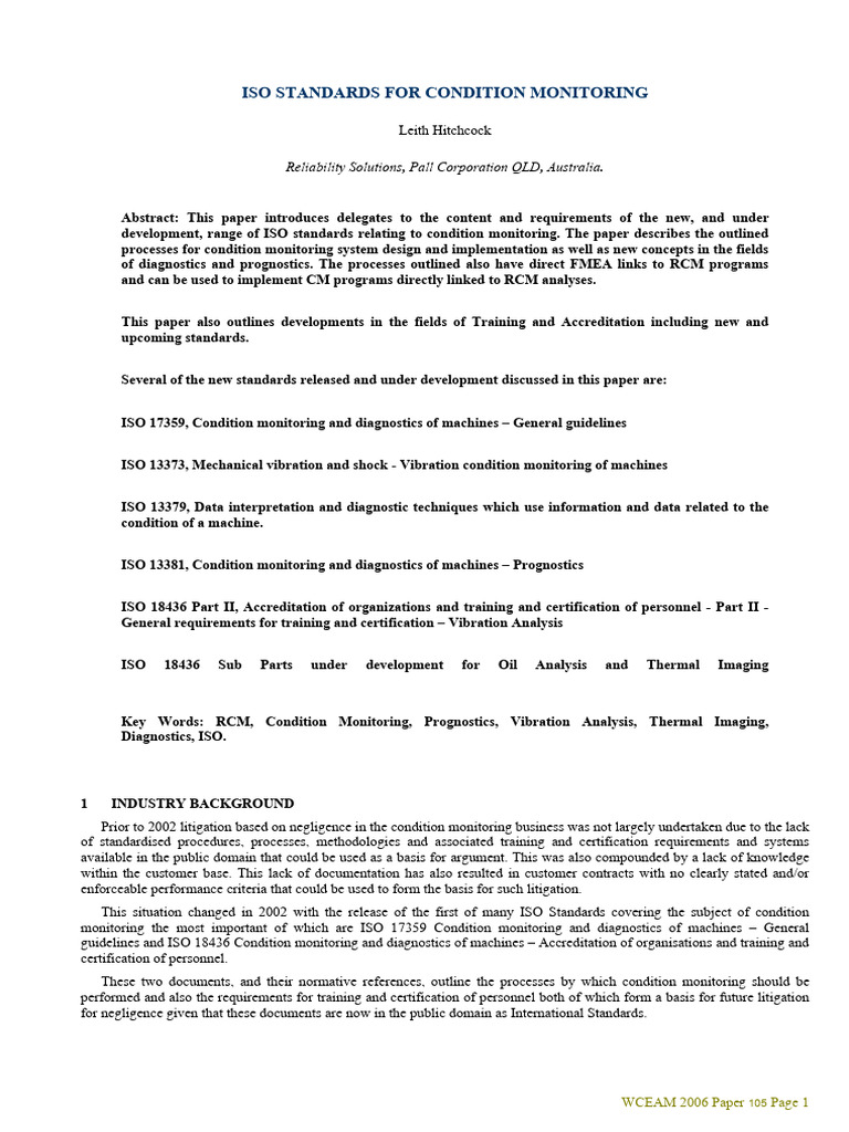 ISO Standards for Condition Monitoring | PDF | Medical Diagnosis ...