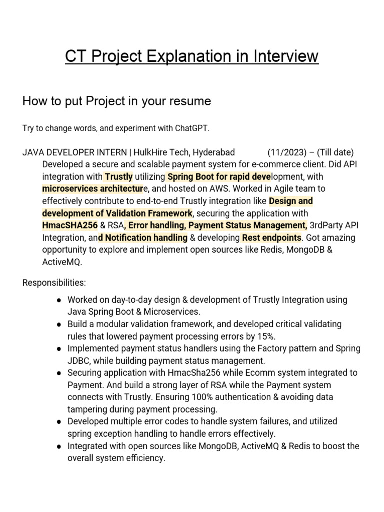 Java Developer Intern Project Overview | PDF | Software Development ...