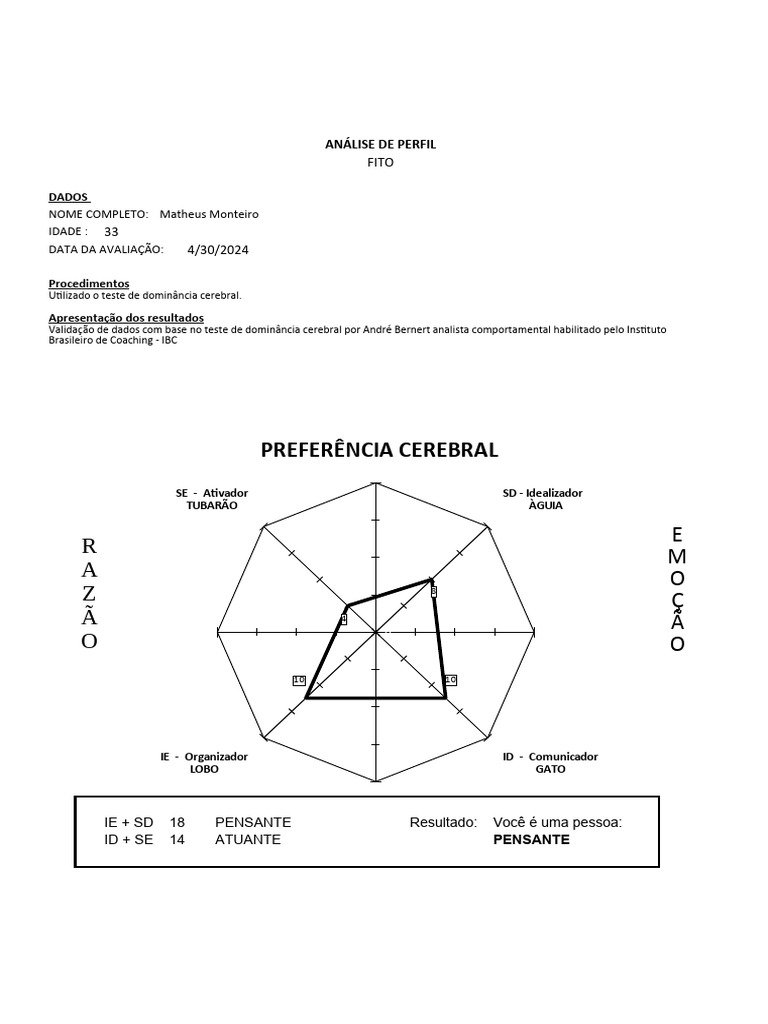 Teste Dominância Cerebral | PDF