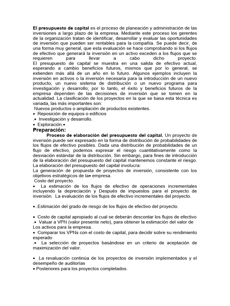 Guía de Presupuesto de Capital Empresarial | PDF | Presupuesto | Business