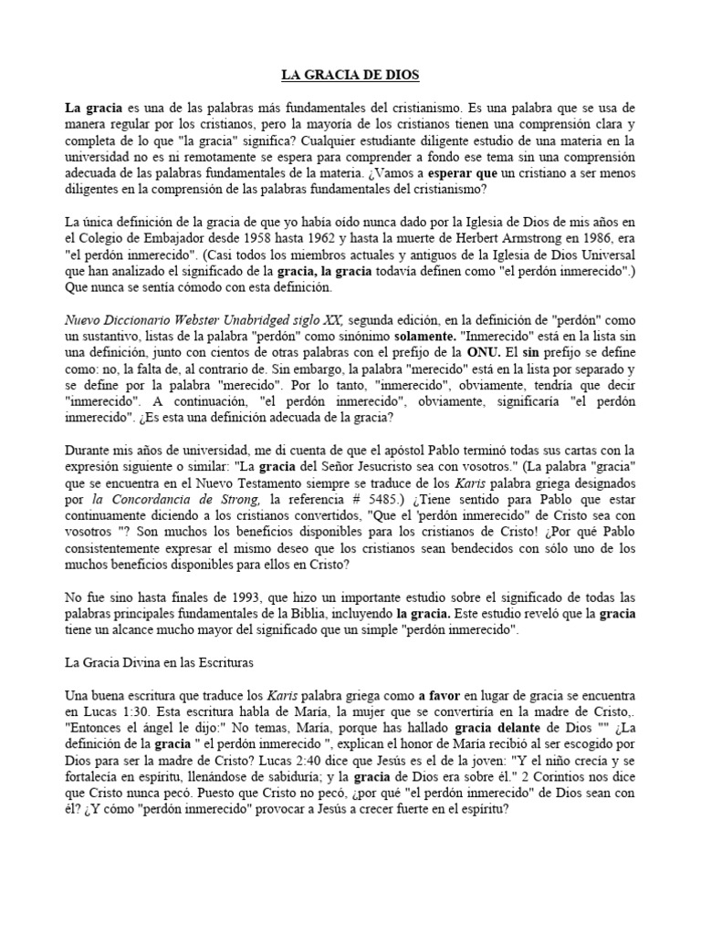 LA GRACIA DE DIOS | PDF | Cristo (título) | Gracia divina